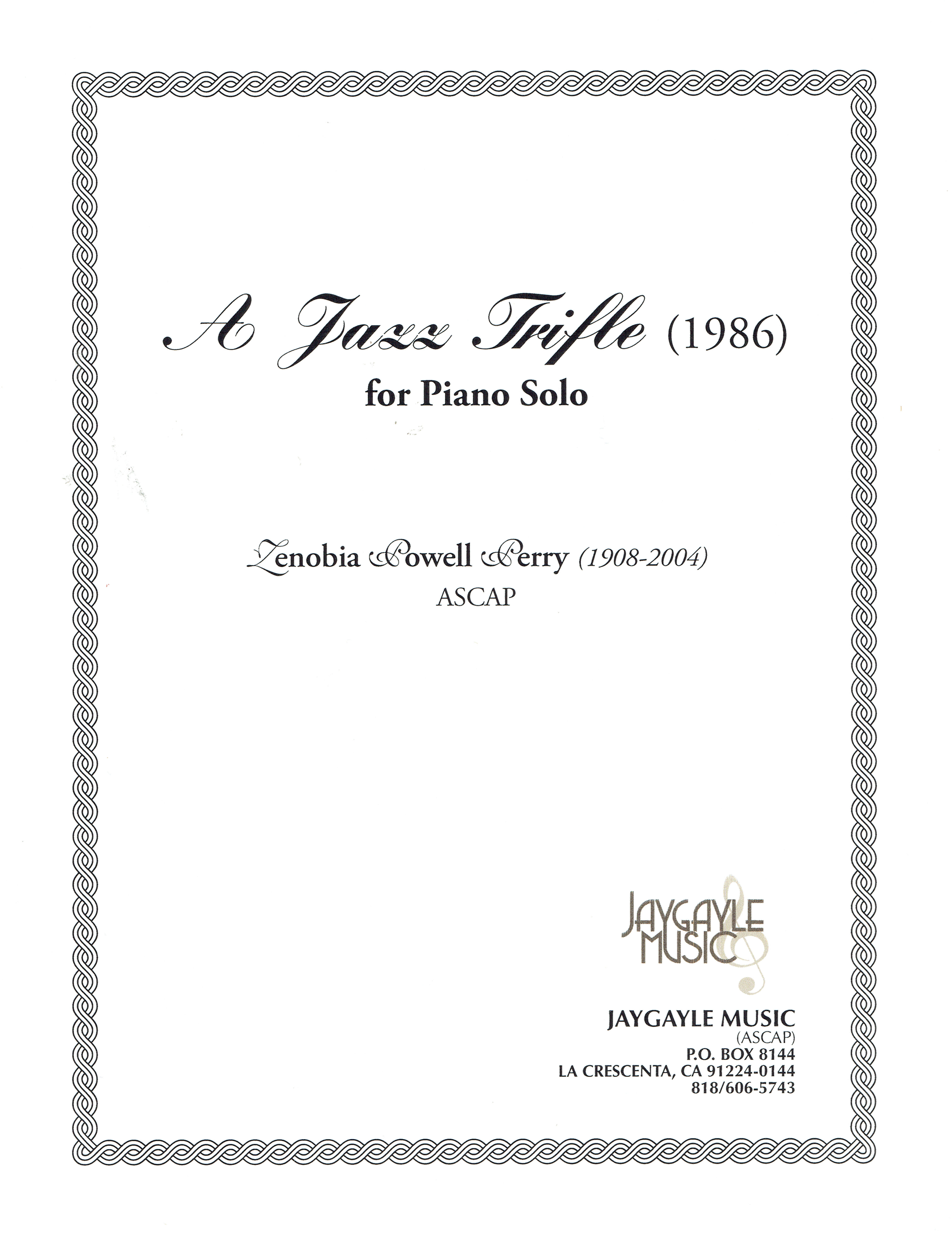 A Jazz Trifle (1986) for piano solo