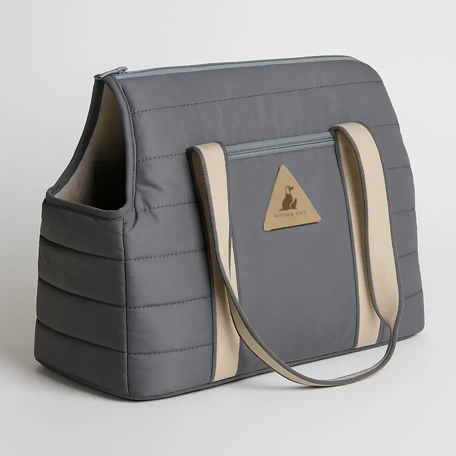 Thumbnail: Quilted Dog Carrier Bag – Lightweight Pet Travel Tote (Gray)