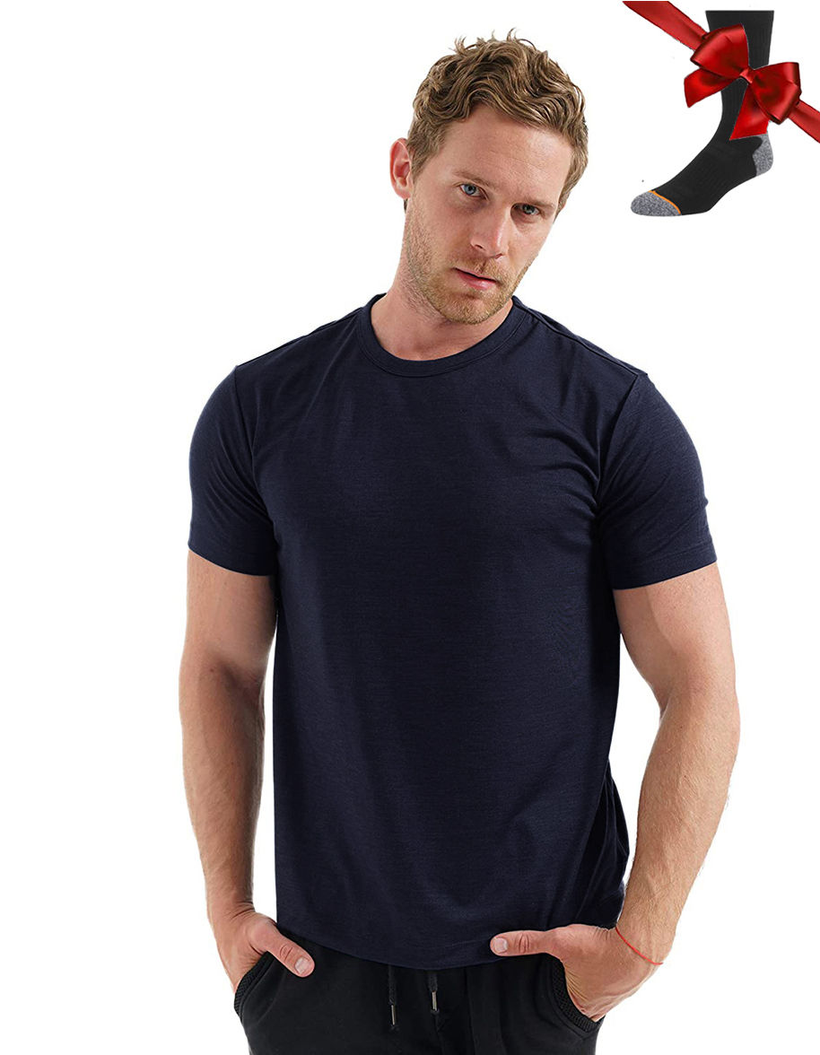 Thumbnail: 100% Superfine Merino Wool T Shirt Mens Base Layer Shirt Merino Wool Wicking Bre
