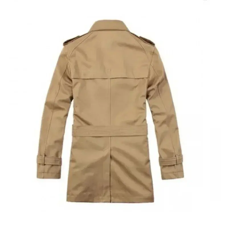Thumbnail: Men's Windbreaker Jacket Vintage Black Khaki Spring Autumn Business Trench Male 