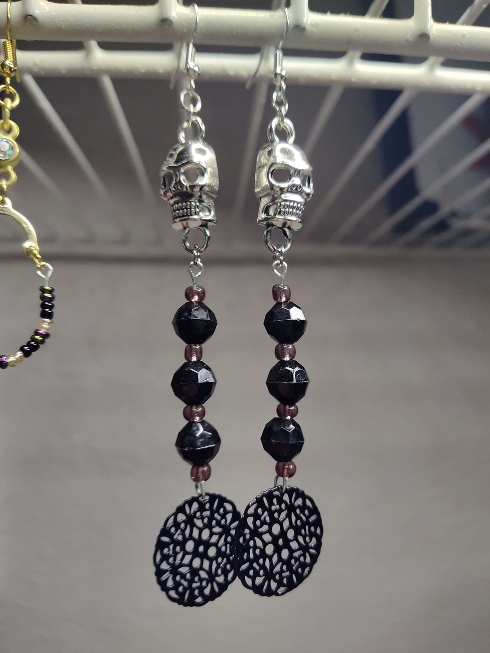 Thumbnail: Sassy Skull custom dangle earrings 