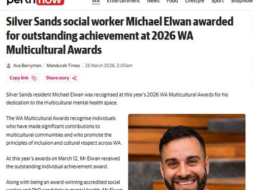 Award-winning social worker, national advisor, and PhD researcher Michael Elwan reflects on multicultural mental health leadership and recognition in Australia.