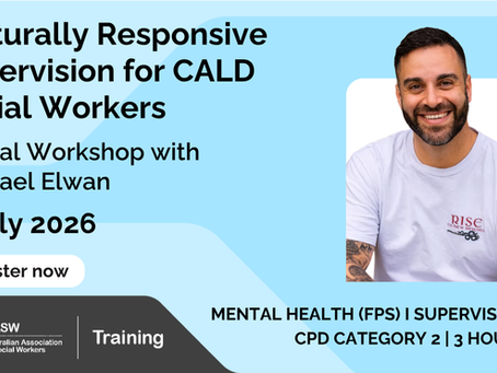 Michael Elwan presents an AASW workshop on culturally responsive social work supervision for supervisors, managers and practitioners supporting CaLD workers.