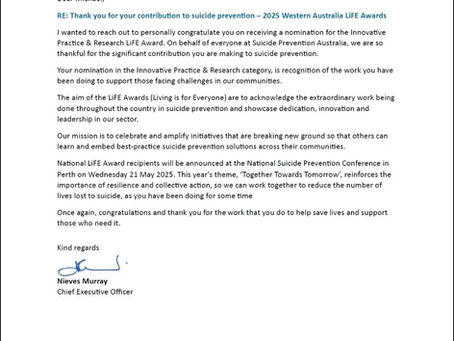 Michael Elwan - WA LiFE Awards 2025 Nomination: Suicide Prevention Innovation