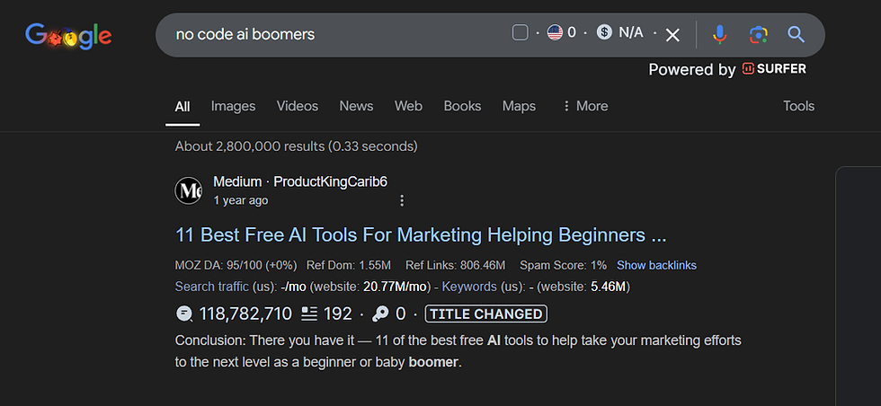 Keyword - no code AI boomers created 12-06-2024