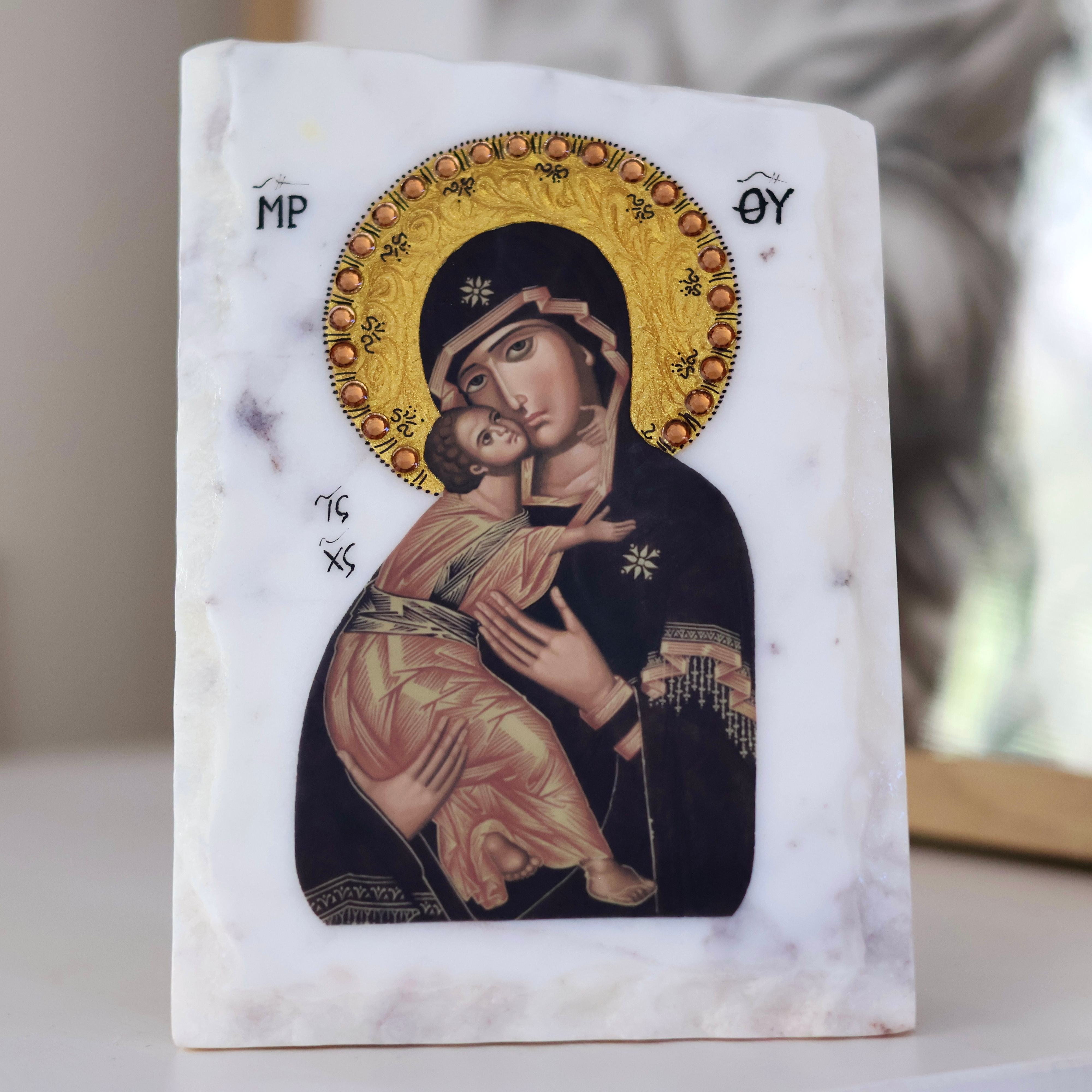 MARBLE ICON OF MOTHER MARY PANAGIA