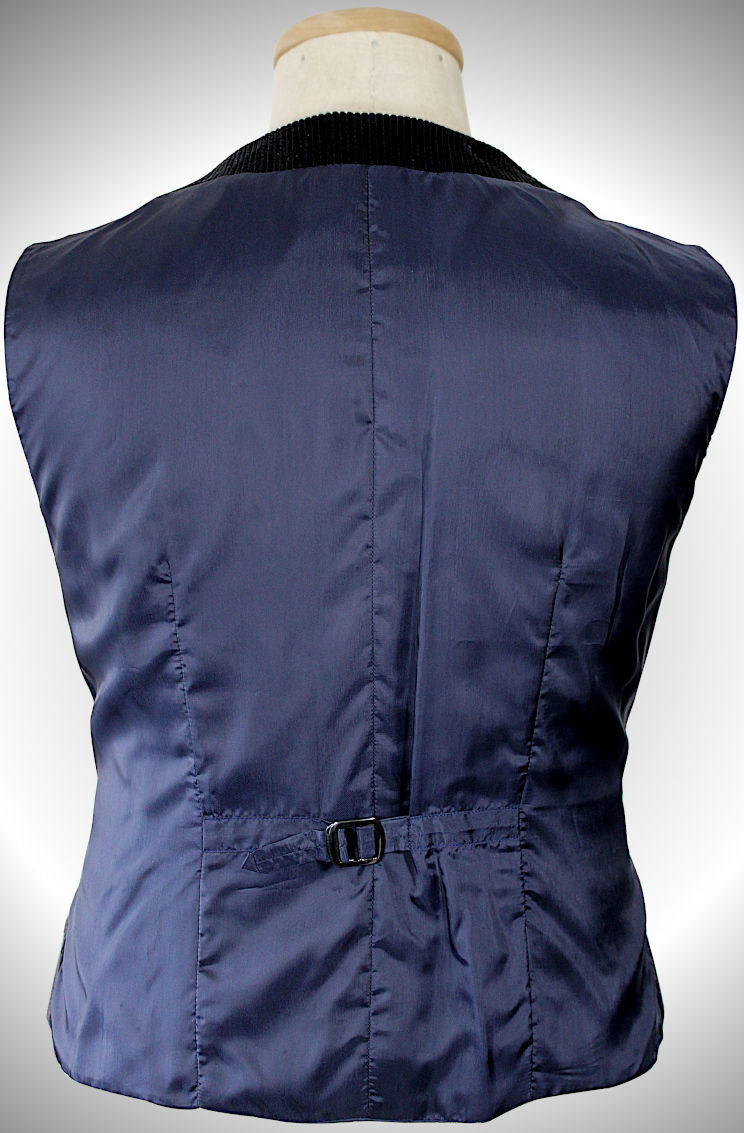 Thumbnail: Marineblauw & cacao visgraat ribfluwelen gilet