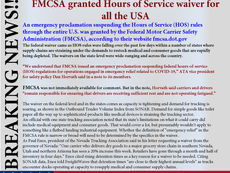 FMCSA to grant Hours of Service waiver for all the USA