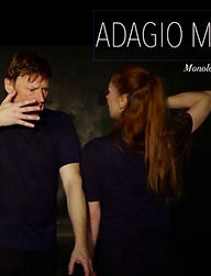 Un homme et une femme dans la pièce, texte « Adagio Maladie », Anne Sultan.