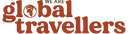 Logo for We Are Global Travellers - red letters on white background