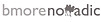 Logo for Bmorenomadic - greyletters with a camel representing the M on white background