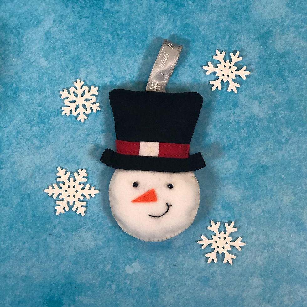 Felt Snow Man Tree Decoration Black Hat