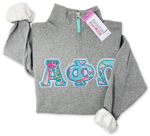 Designer Fabric Sorority Quarter Zip Sweatshirt
