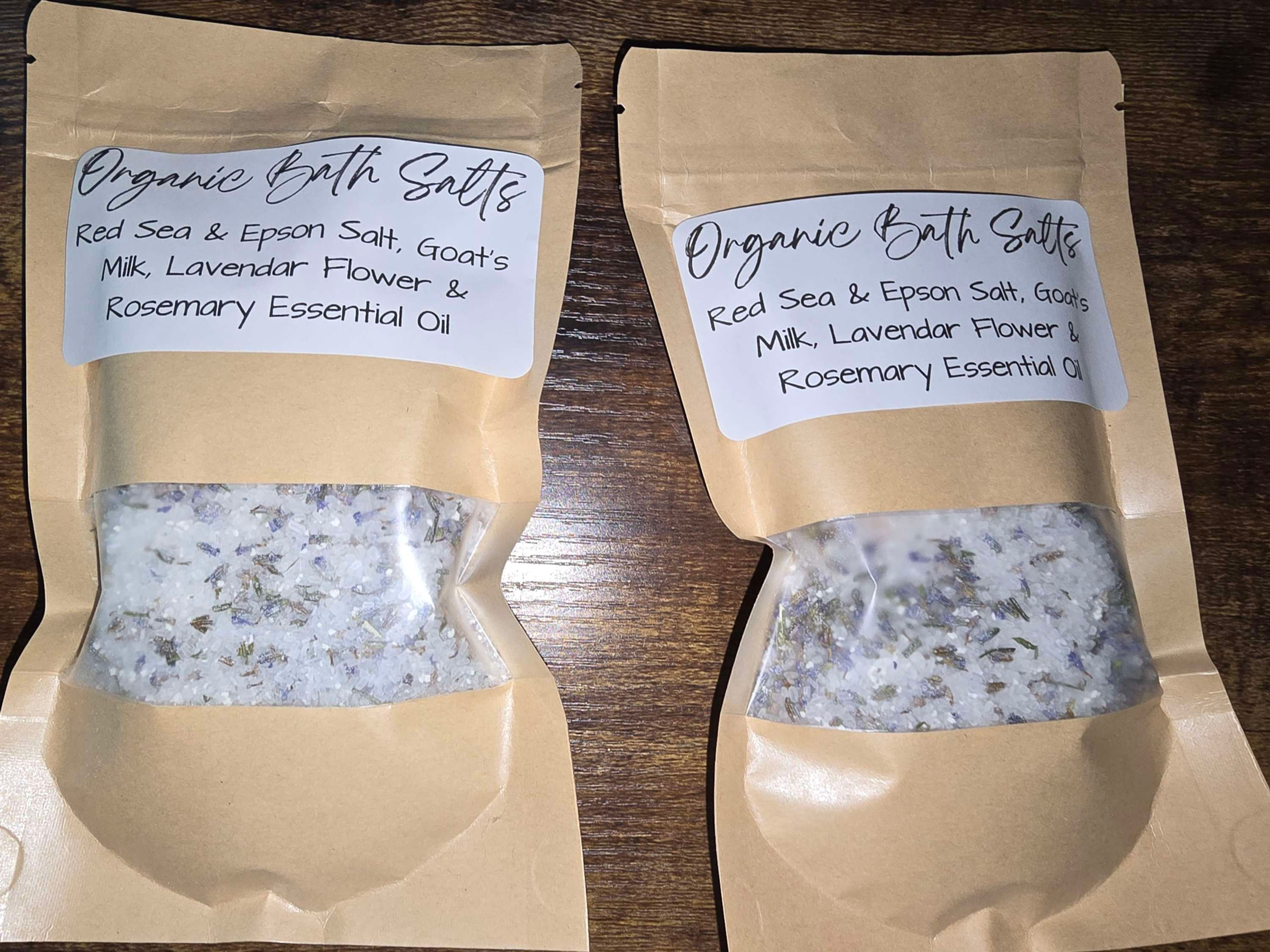 Organic Handcrafted Bath Salt. Refills. 2 -8 oz packages. Mix & Match