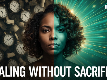 woman half sacrificing and half scaling