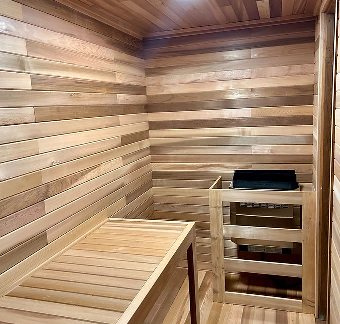 Indoor cedar sauna installation in Edmonton Alberta