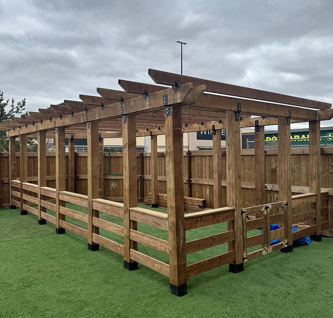 Custom outdoor wooden pergola structure in Edmonton