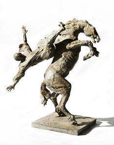 Emmanuel Michel sculpteur bronze cavalier désarçonné par son cheval