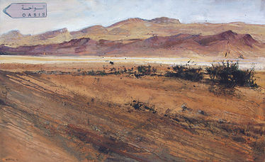 Emmanuel Michel peintre sculpteur peinture Oasis Tunisie Paysage désert dunes
