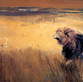 Emmanuel Michel peintre sculpteur peinture Lion Namibie Afrique australe 