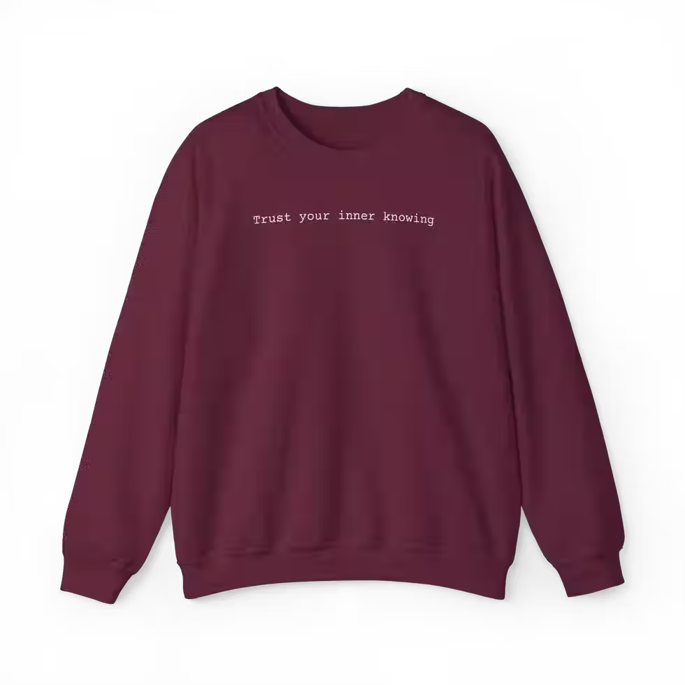 "Trust Your Inner Knowing" Minimalist Spiritual Sweatshirt in maroon_Visual Awakening Art