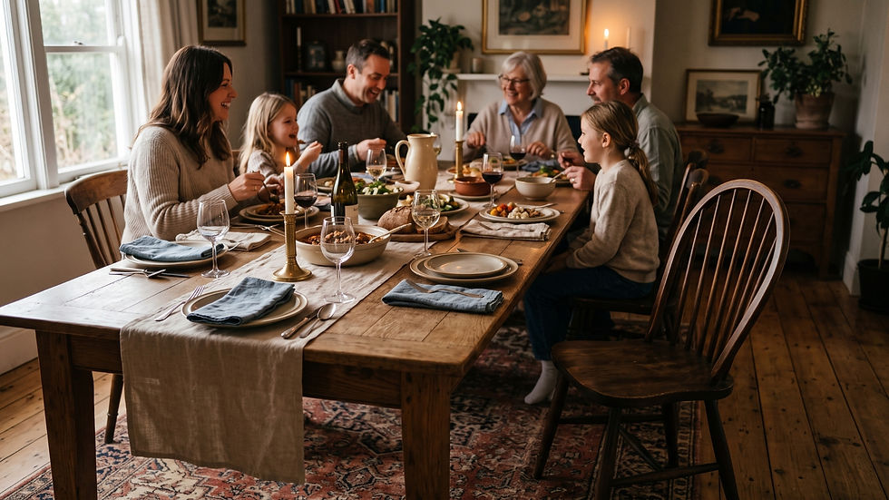 Empty chair at a family table, symbolising the distance a spiritual awakening can create with family