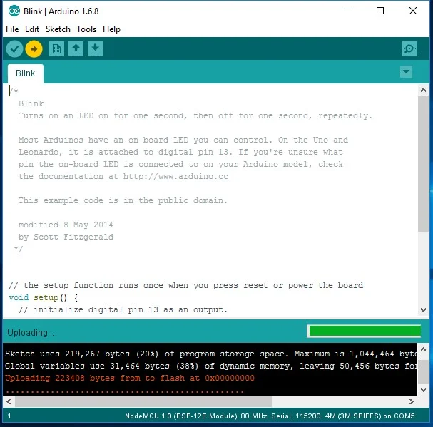 Uploading code to Arduino IDE
