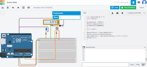 Buy Light Intensity Measurement using LDR sensor,Arduino on TinkerCAD ...