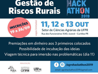 MAPA apoia Agrohackathon 2019, que vai debater soluções tecnológicas para a gestão de riscos rurais