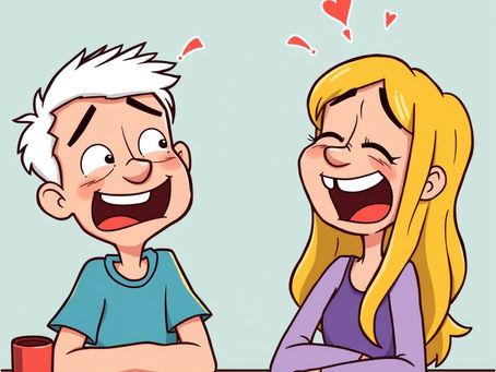 Cartoon people nervously laughing