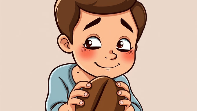 illustration of a Person looking lovingly at a coffee bean