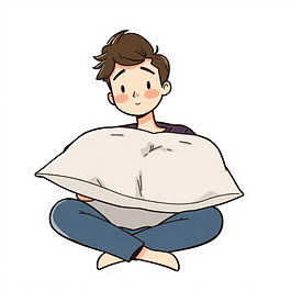  Illustration of a person with a pillow