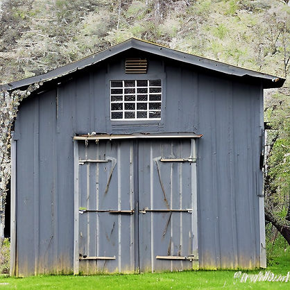 Old gray storage shed