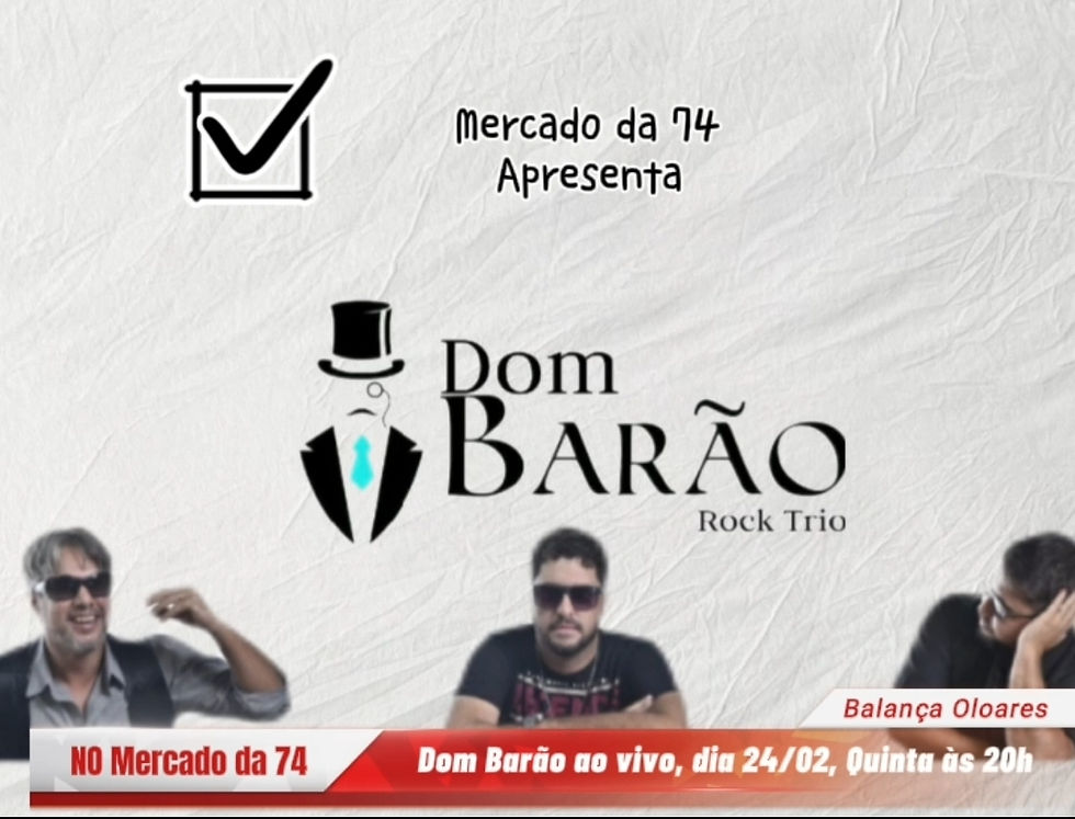 Mercado da 74 recebe a Dom Barão Rock Trio nesta quinta feira.