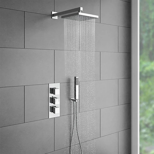 Shower under a drencher head....wash those suds away in not time.