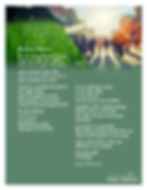 The upper left hand is a photo of grass with dewdrops on it, the upper right is a photo of many people walking across a road. The bottom of the image is a moss green. On it is a poem titled "Poetry Group" by James Elsaesser reading "For the young blonde woman/in group today who asked,/'How do you spell 'blonde'?'//and a moment later asks,/'How to you spell 'patient'?'/then continues to write//I pause to consider the photos/the night before/years arranged/on easels/the long line of mourners/a kind of murmuring farewell//For the old boy/''Johnny Jet''/'Grounded'/faded denim jacket/dog tags in one hand/As we spell the words/as we may offer/as we will say/one by one, to one another//Laughter. Life. Understanding./Not in what I write here/but what we have witnessed/and share//grass green in the fields/the streets and life beneath the sun/these words spoken as one song//each word written with care/offered to one another//this quiet gift/of change."