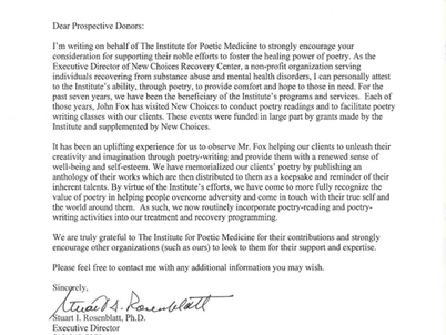 Letter of Recommendation | Stuart Rosenblatt, Ph.D.