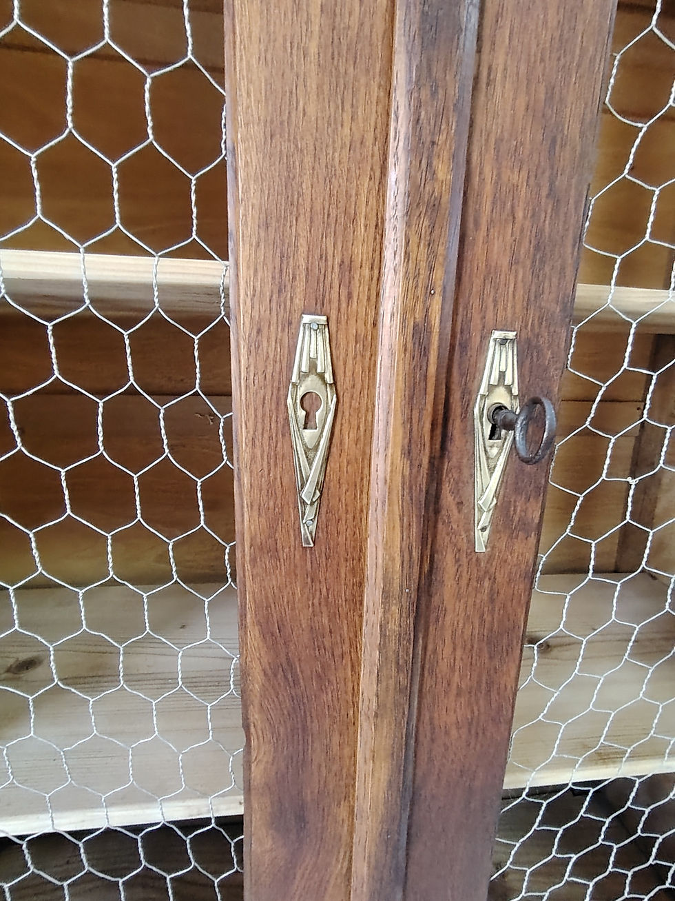 Miniature : Armoire vitrine Art Déco en bois massif restaurée portes grillagées estampillée Tours