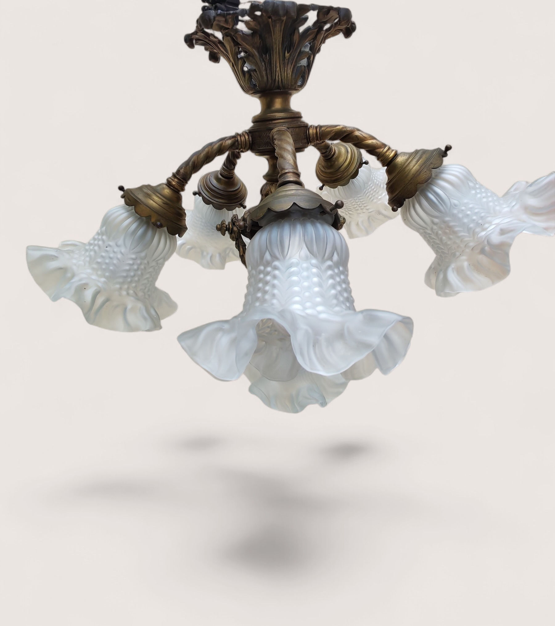 Lustre ancien bronze et verre