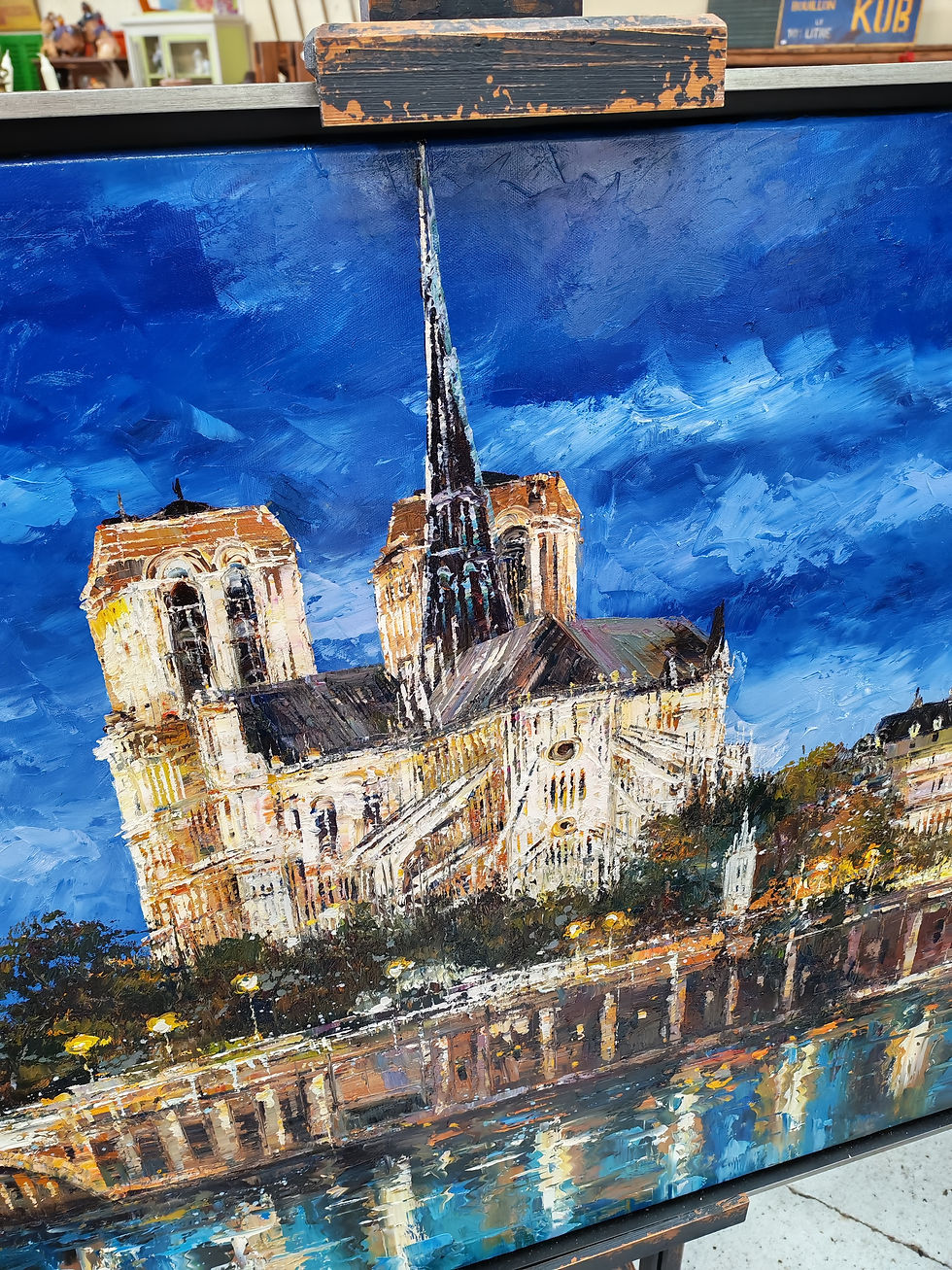 Miniature : Grand Tableau "Notre-Dame de Paris" – Huile sur toile de l'artiste Palmeri (100x100)