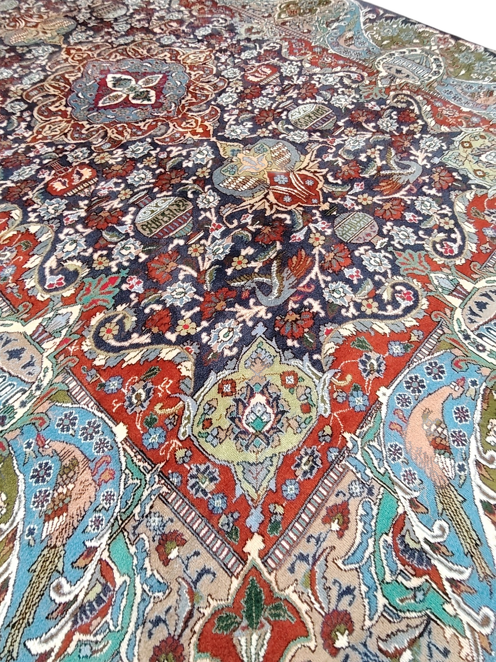 Miniature : Grand tapis persan d'Iran Kashan fait main en laine 340 x 247 cm