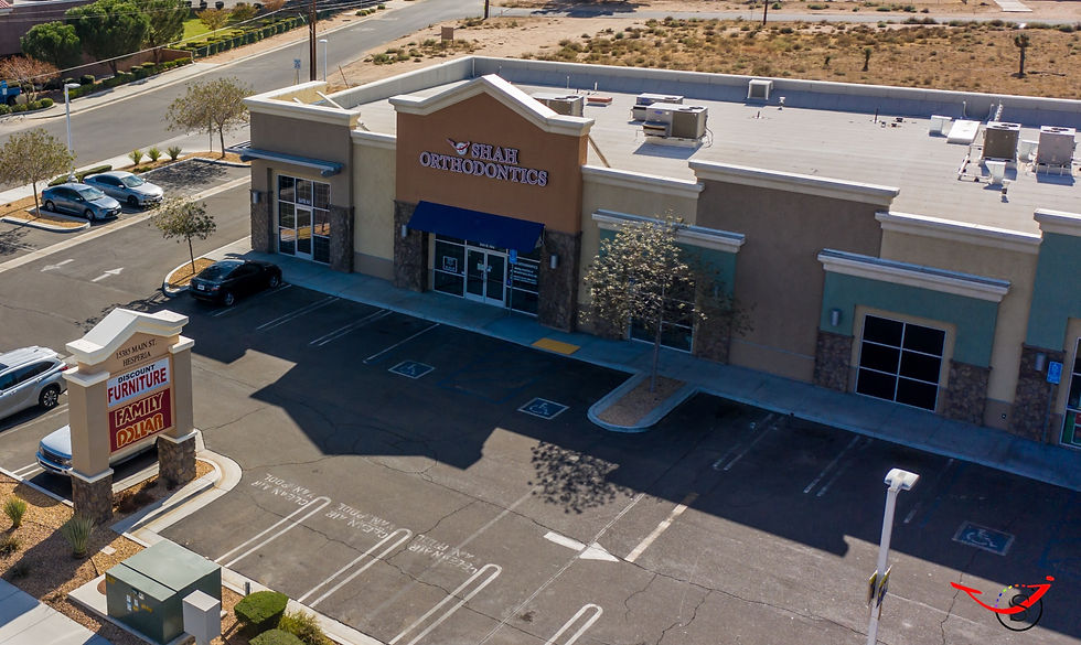 Close up of an ariel view of building where Shah Orthodontics is located.