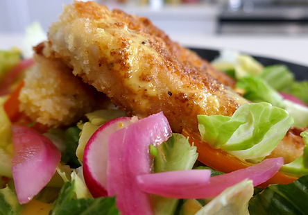 Fried Chicken Salad with Honey Mustard