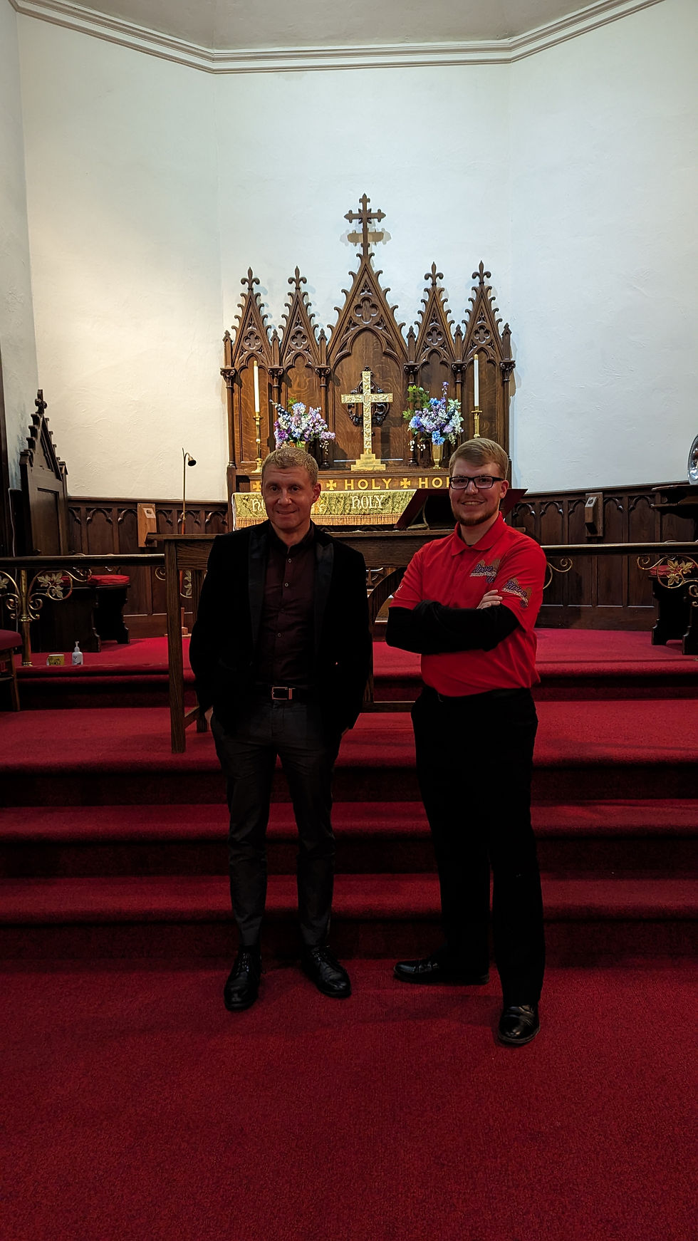 Stephen Regec and Rich Spotts (organist for the filming day)