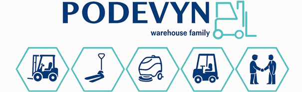 Podevyn transpalletten, heftrucks en veegmachine