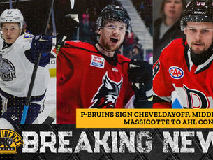PROVIDENCE BRUINS SIGN CHEVELDAYOFF, MIDDENDORF, AND MASSICOTTE TO AHL CONTRACTS