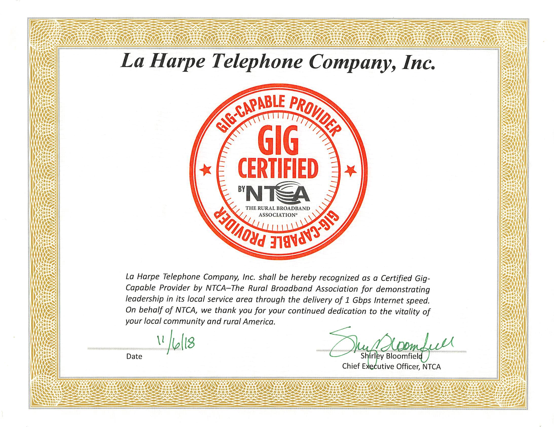 Provider United States La Harpe Telephone Company, Inc.