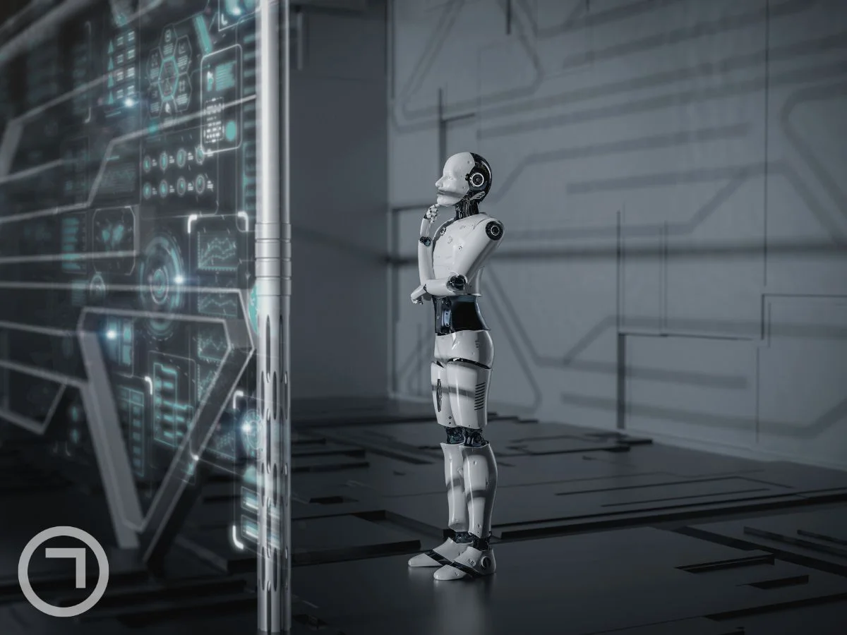 A robot looking at a screen