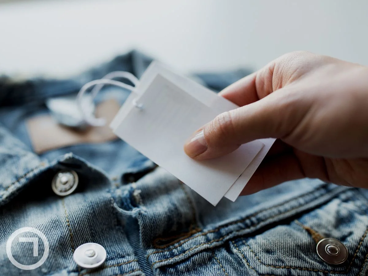 Price tag of a denim jacket