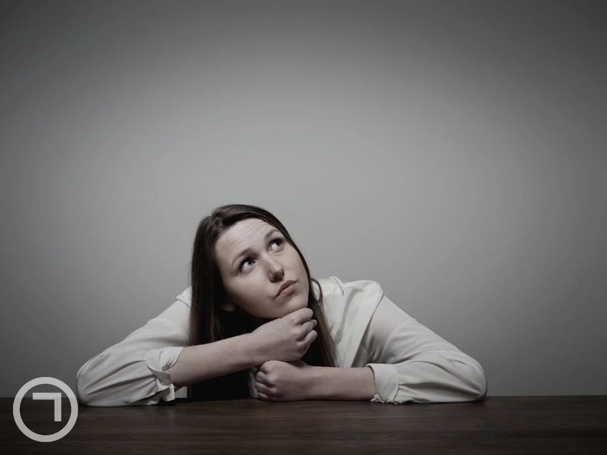 A woman thinking about something